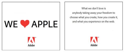 Campagne publicitaire Adobe "We heart Apple"