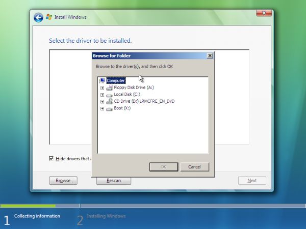 Windows Vista : sixième étape de l'installation