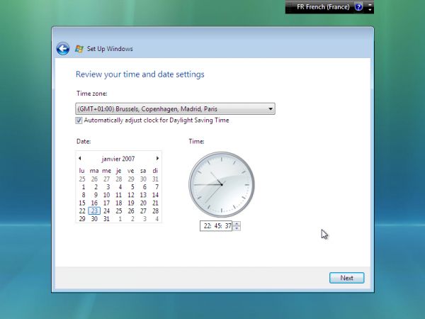 Windows Vista : onzième étape de l'installation