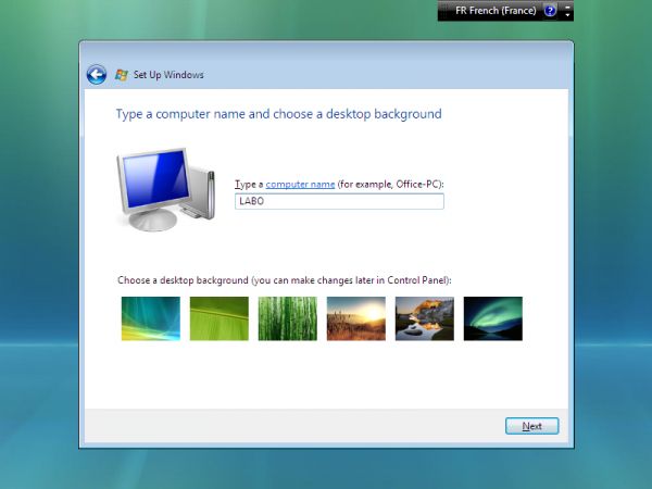Windows Vista : neuvième étape de l'installation