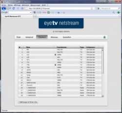 EyeTV Netstream DTT - Interface web