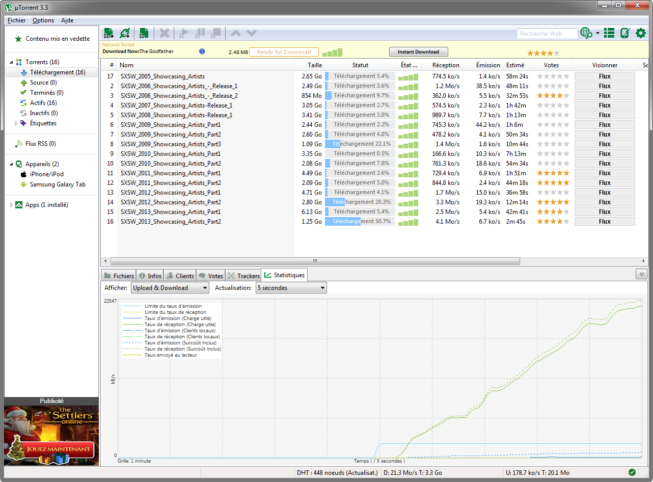 Téléchargement via BitTorrent : phase de démarrage