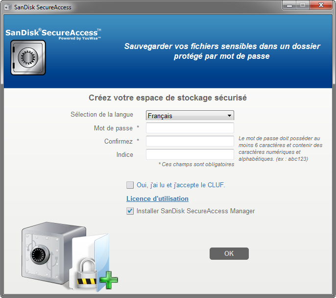 SanDisk SecureAccess : initialisation du coffre-fort