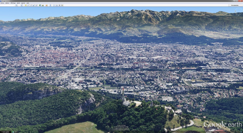 Le bassin grenoblois vu dans Google Earth