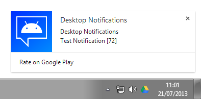 Notification sur le bureau