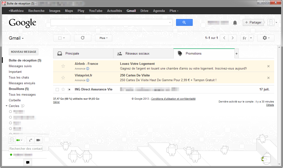 Promotions dans Gmail