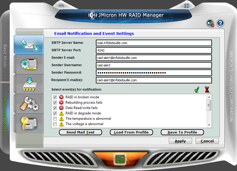 Configuration des alertes par e-mail