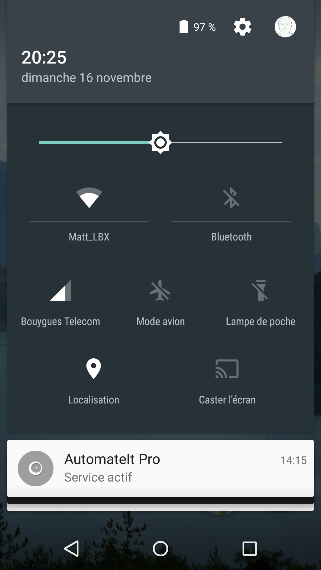 Paramètres rapides de Lollipop