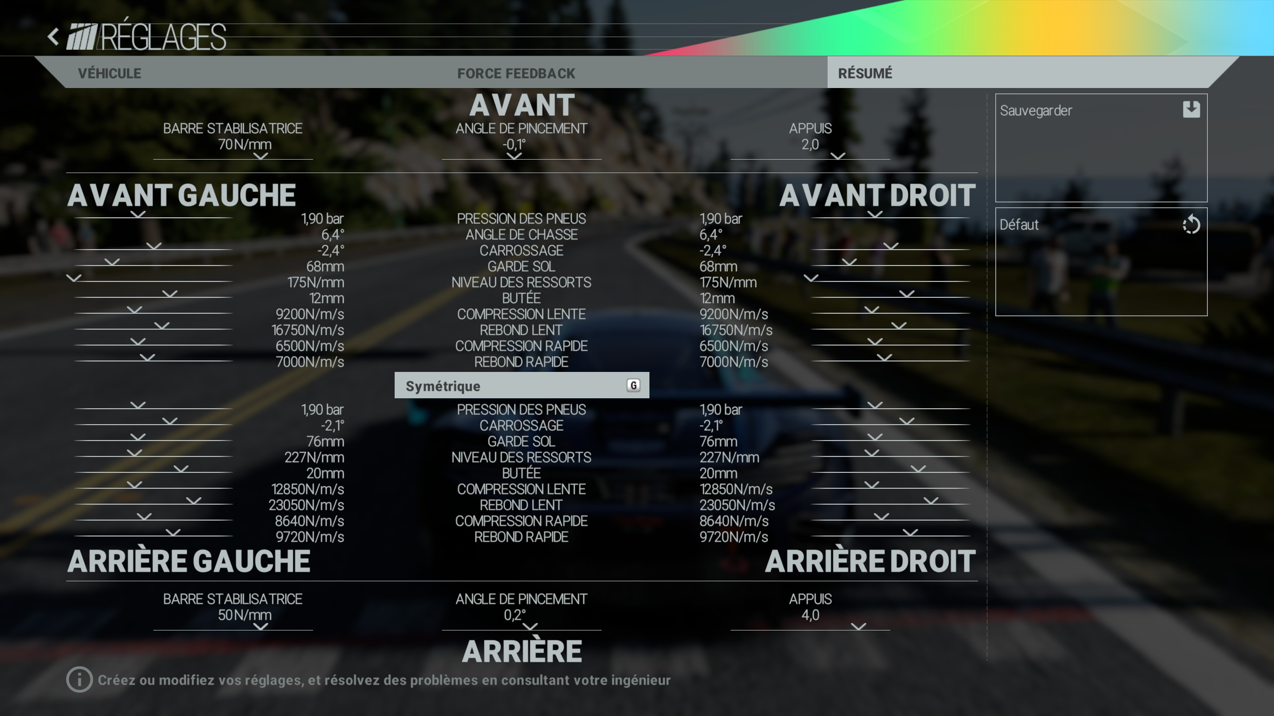 Les réglages dans Project CARS