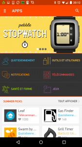 Applications Pebble sous Android : catalogue des applications