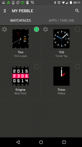 Applications Pebble sous Android : choix du cadran