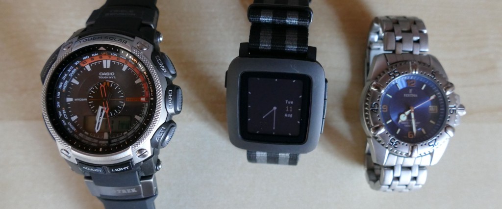 Pebble Time : la taille par rapport à des montres traditionnelles