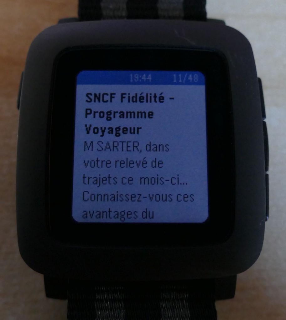 Pebble Time : notification de mail avec aperçu