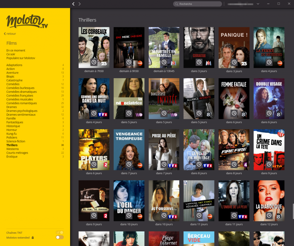 Molotov.tv : présentation par catégories