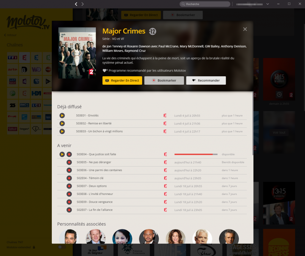Molotov.tv : fiche d'une série