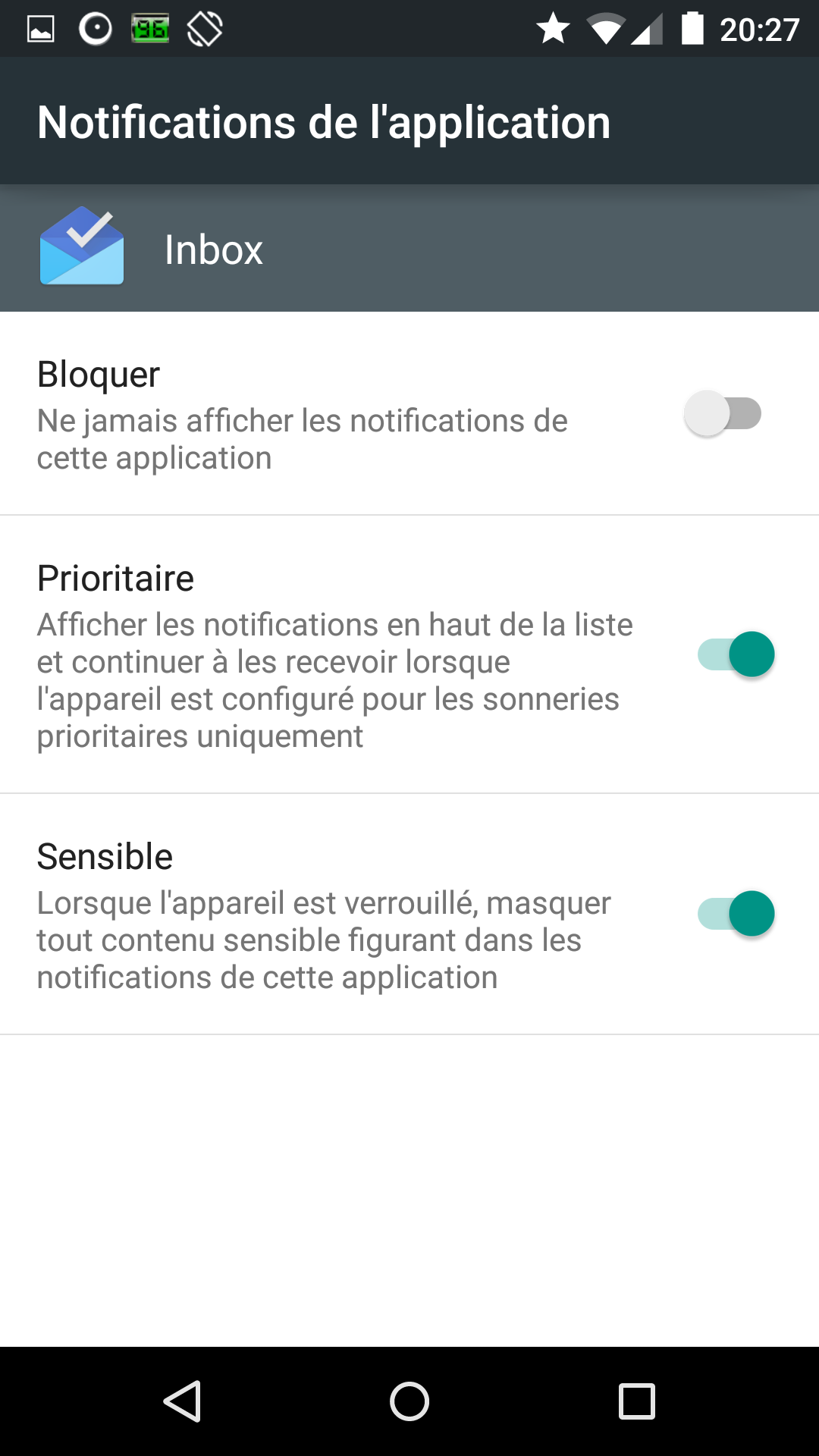 Réglage des notifications d'une application dans Lollipop