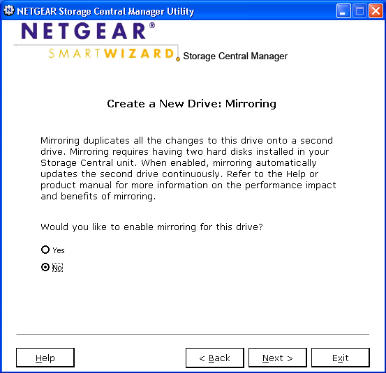 Netgear Storage Central Manager Utility : mode RAID